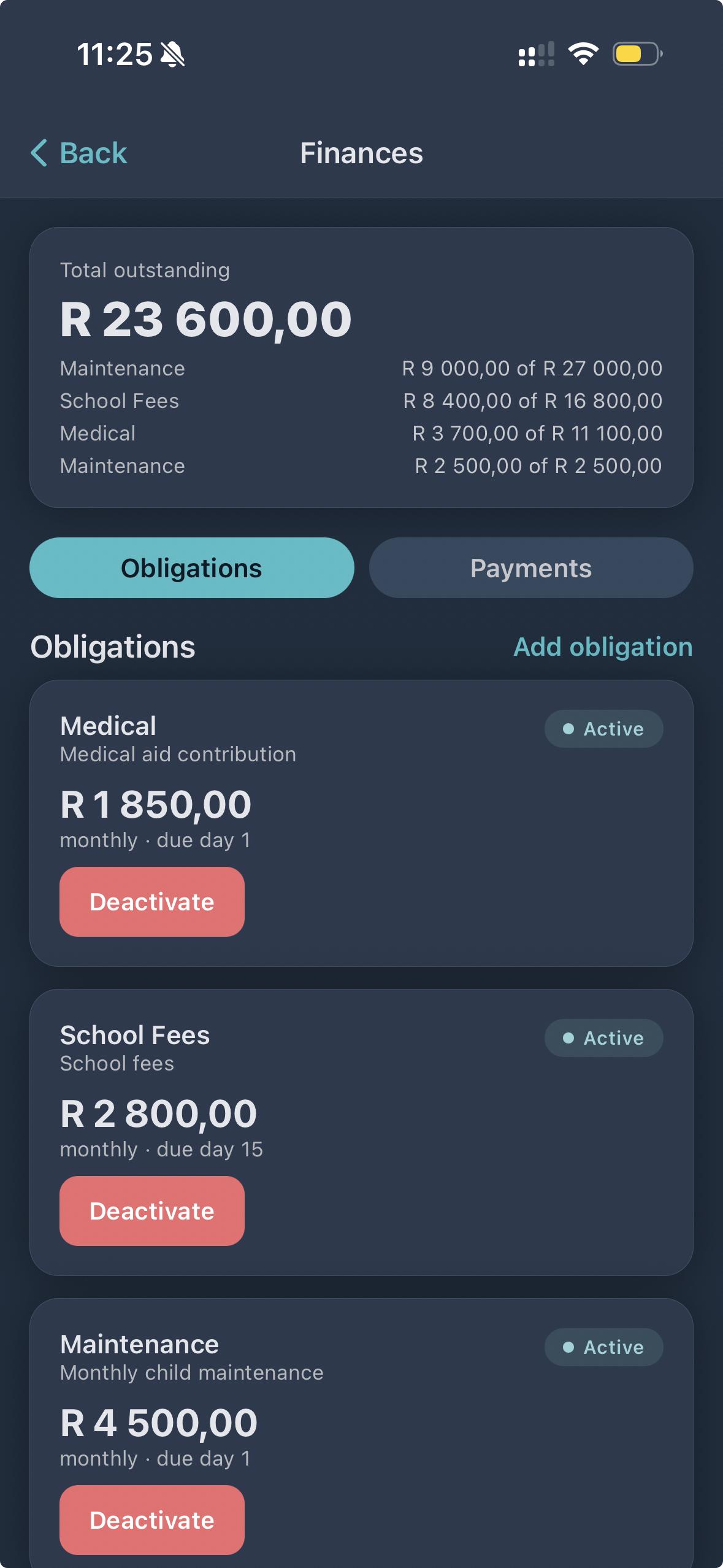 Jointly maintenance obligations on mobile